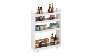 1601673_2 - Mediatech relaxdays Nischenwagen mit 4 Ablagen MDF, 83,5 x 18 x 59,5 cm, Weiss