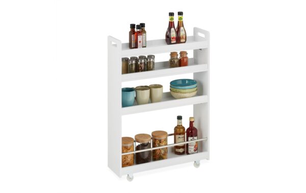 1601673_2 - Mediatech relaxdays Nischenwagen mit 4 Ablagen MDF, 83,5 x 18 x 59,5 cm, Weiss