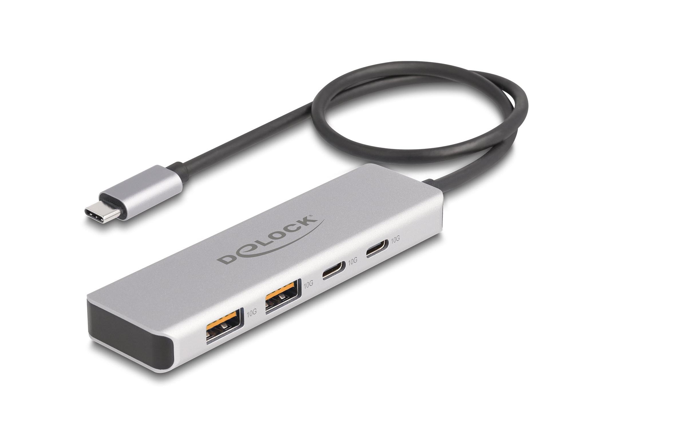 1605008 - Mediatech Delock USB 10 Gbps USB Type-C Hub, 2x USB Typ A, 2x Type-C mit 35cm Anschlusskabel kaufen Schweiz | Mediatech.ch