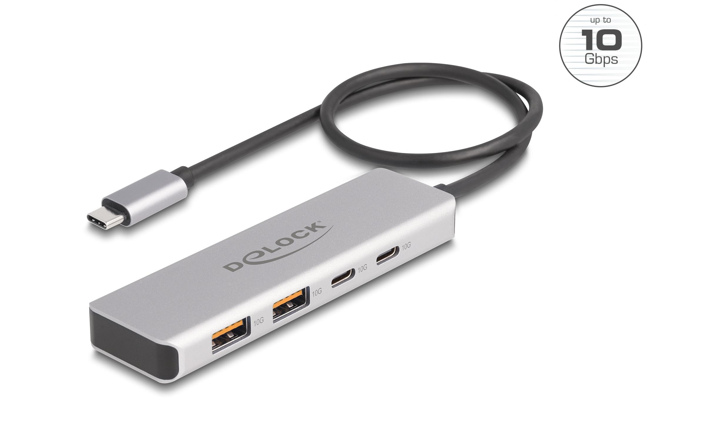 1605008_1 - Mediatech Delock USB 10 Gbps USB Type-C Hub, 2x USB Typ A, 2x Type-C mit 35cm Anschlusskabel