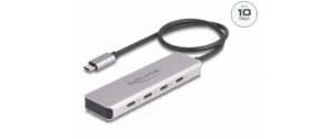 Delock USB 10 Gbps Type C Hub, 4x Type C Buchse mit 35 cm Anschlusskabel