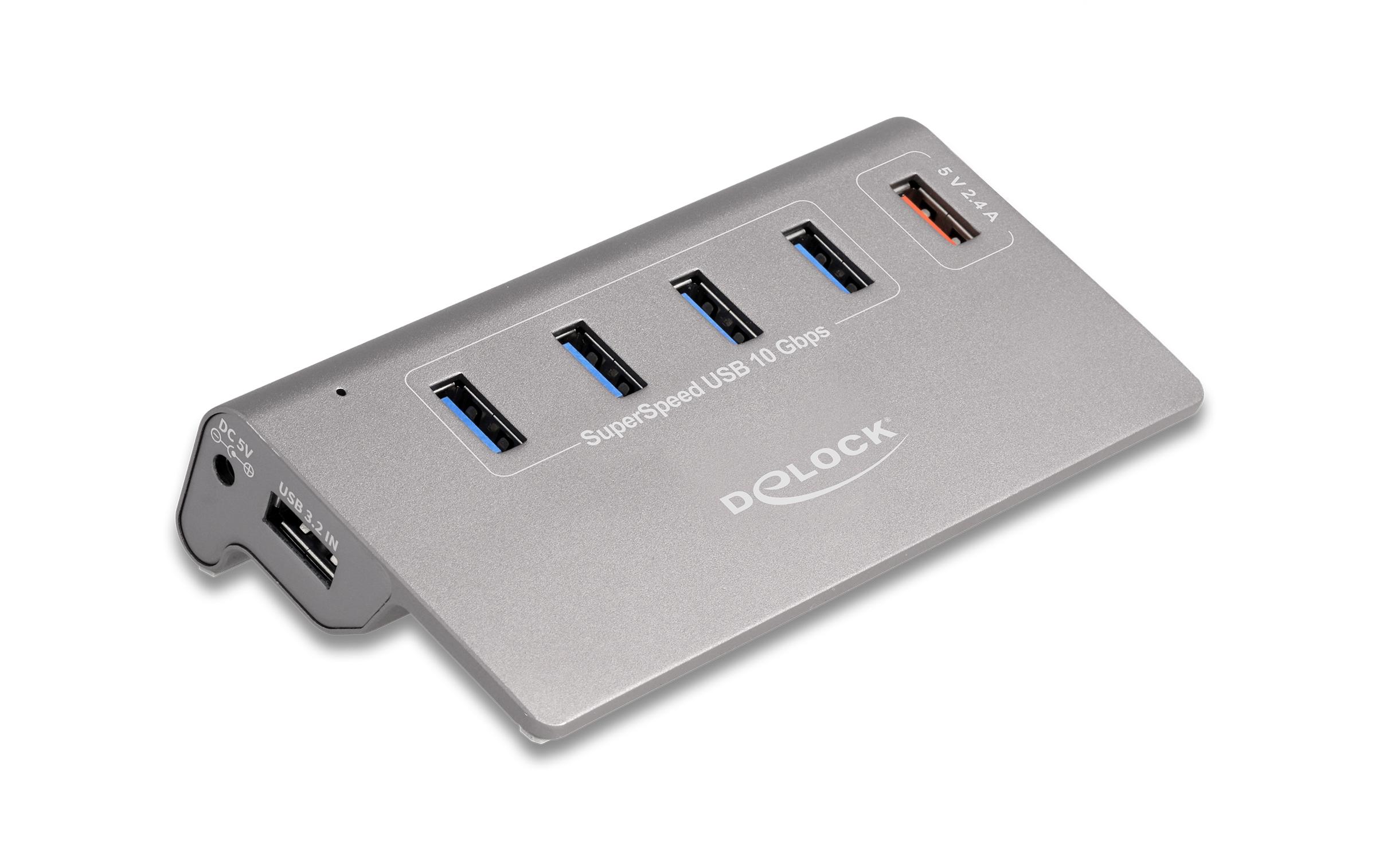 1605012 - Mediatech Delock USB 10 Gbps Hub, 4 USB Typ A Ports + 1 Schnellladeport inkl. Netzteil kaufen Schweiz | Mediatech.ch