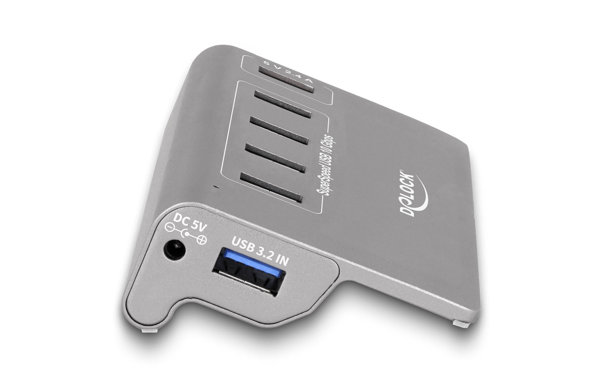 1605012_1 - Mediatech Delock USB 10 Gbps Hub, 4 USB Typ A Ports + 1 Schnellladeport inkl. Netzteil