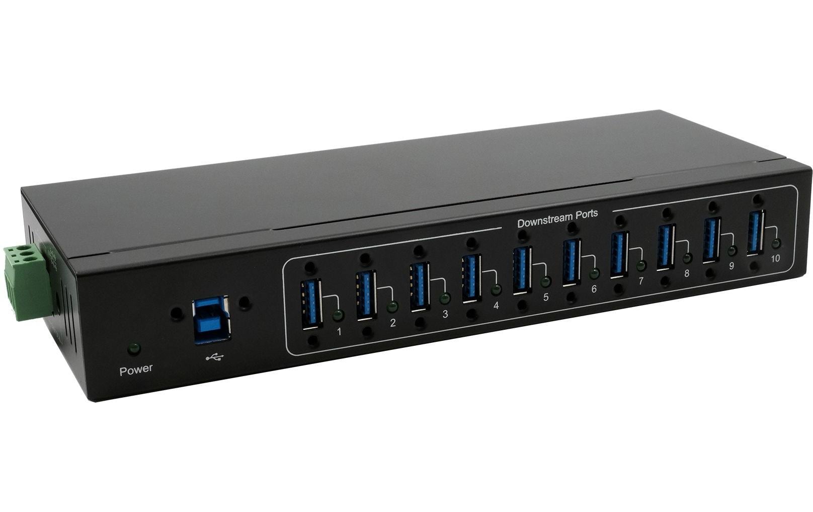 EXSYS EX-11220HMVS, 10-Ports USB3.2gen1 HUB Wand und DIN-Rail, 15KV ESD Schutz