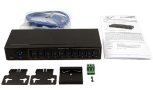 EXSYS EX-11220HMVS, 10-Ports USB3.2gen1 HUB Wand und DIN-Rail, 15KV ESD Schutz