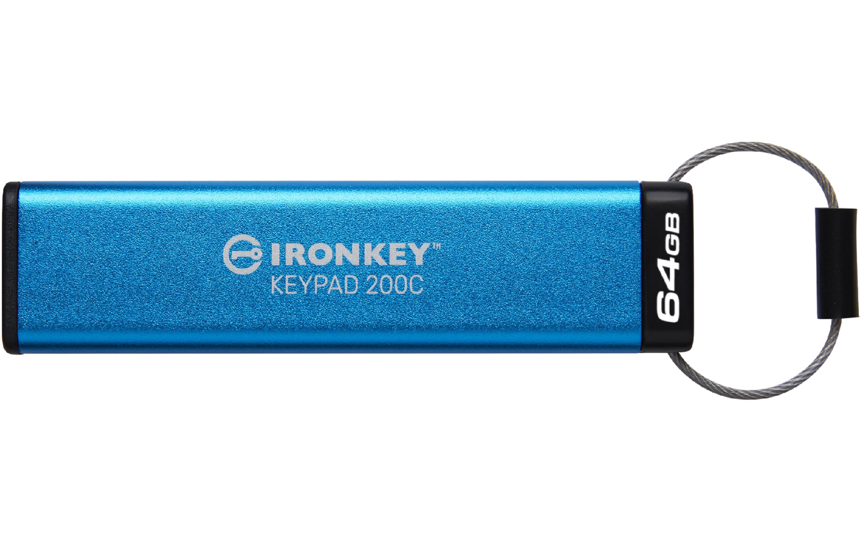 Kingston IronKey Keypad 200, 64GB USB3.2(Typ-C), 256bit-AES, FIPS 140-3, Level 3