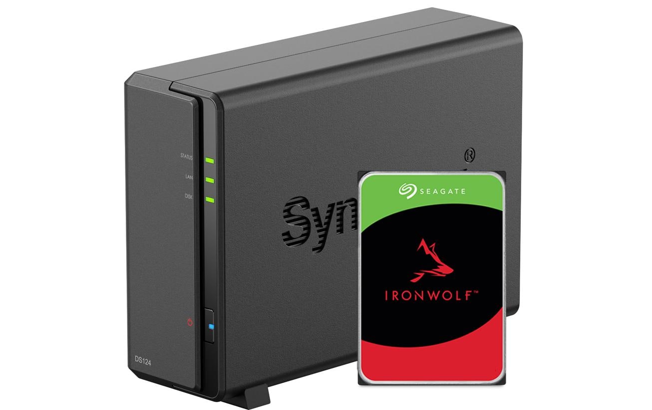 Synology DS124, 1-bay NAS inkl. 1x 2TB HDD Seagate IronWolf