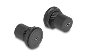 Delock USB2.0 Micro-B zu Micro-B Einbaubuchse, schwarz