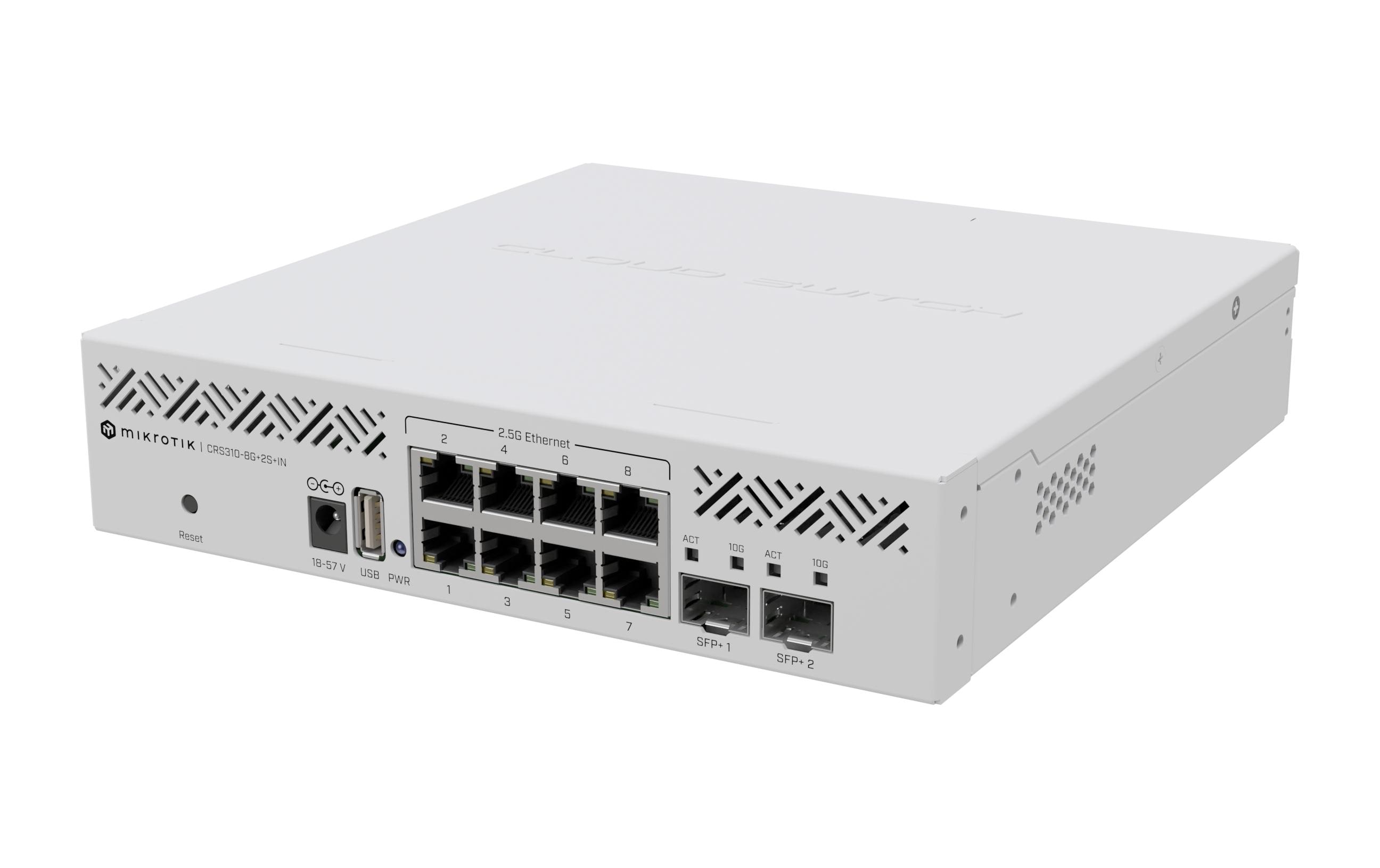 1611832 - Mediatech MikroTik CRS310-8G+2S+IN: L3 Smart Switch 8x25GE RJ-45, 2xSFP+, OS-Level5 kaufen Schweiz | Mediatech.ch