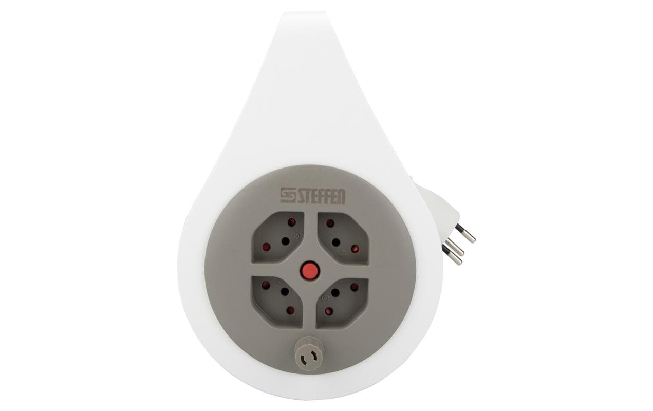1616989_1 - Mediatech Steffen Kunststoff Kabelrolle mit Griff 4xT13, weiss/grau, 7m Kabel