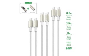 4smarts USB2.0-Kabelset C-C. 1m,1,5m, 3m 60Watt Fast Charging, Digital Adapter,Nylon
