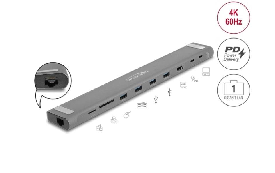 1619292_1 - Mediatech Delock 87895 Dockingstation USB-C 4K - HDMI, USB 3.2 Gen 1, LAN, SD, PD 3.0