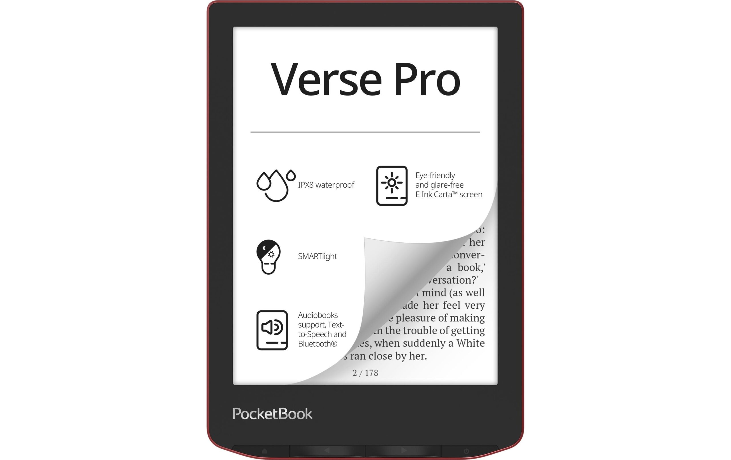 1622684 - Mediatech PocketBook Verse Pro Passion Red 6 E-Ink Carta™ ,16 Graustufen, 16GB Speich