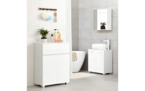 1626096_2 - Mediatech Vasagle Schrank mit Schublade in Weiss MDF, 60x30x80 cm (LxBxH)
