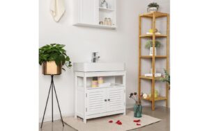 Vasagle Waschbeckenschrank, Weiss 71x15x38 cm (BxHxT), MDF