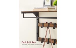 Vasagle Garderobe Industriestil mit Ablage 65x30x42 cm (LxBxH), Stahl, Holzspanplatte