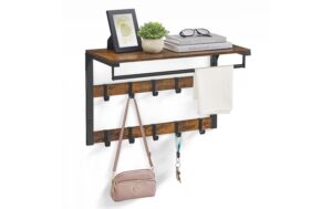 Vasagle Garderobe Industriestil mit Ablage 65x30x42 cm (LxBxH), Stahl, Holzspanplatte