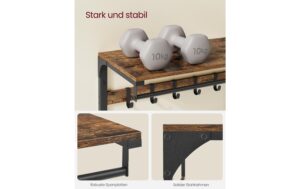 Vasagle Garderobe Industriestil mit Ablage 65x30x42 cm (LxBxH), Stahl, Holzspanplatte