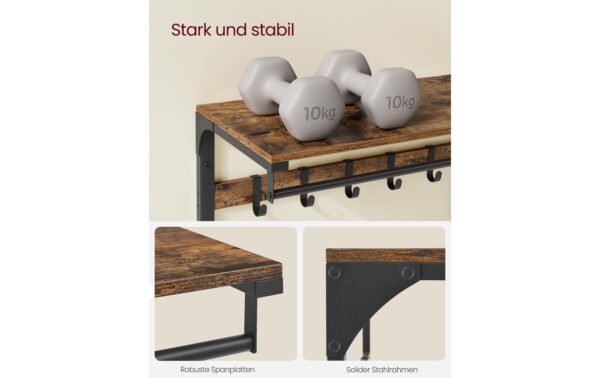Vasagle Garderobe Industriestil mit Ablage 65x30x42 cm (LxBxH), Stahl, Holzspanplatte
