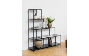 1632467_7 - Mediatech AC Design Bücherregal Seaford MDF/Stahl, 135x35x150 cm, Schwarz