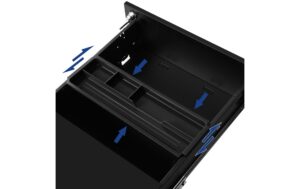 Songmics Rollcontainer matt schwarz,Schloss 45x39x55cm, mit 3 Schubladen