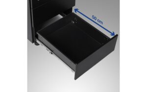 Songmics Rollcontainer matt schwarz,Schloss 45x39x55cm, mit 3 Schubladen