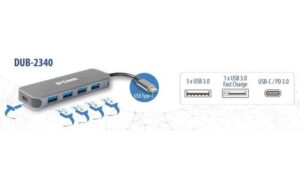 D-Link Hub DUB-2340 USB-C Hub 3x USB 3.0 mit USB-C Ladeanschluss