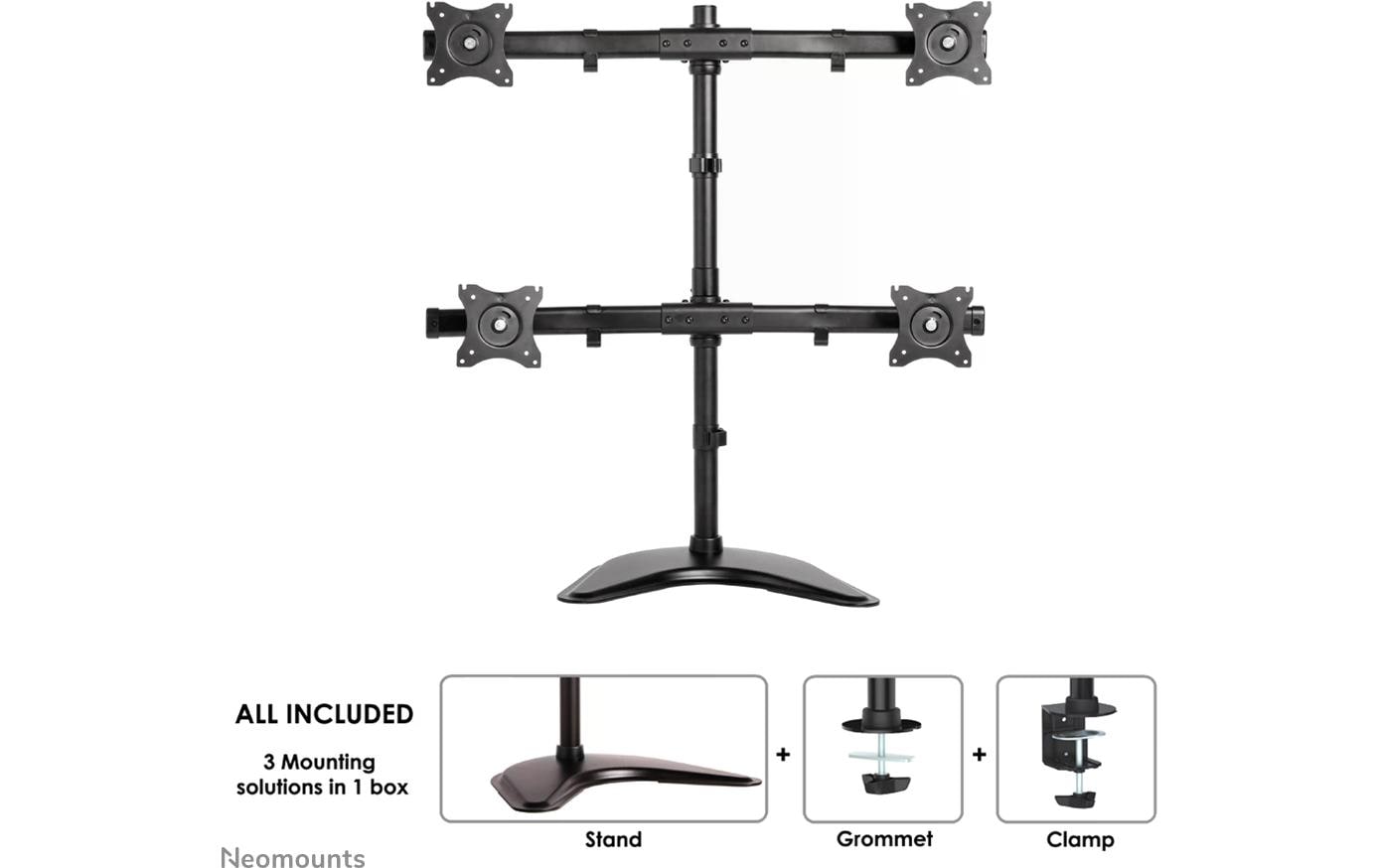 1644212_1 - Mediatech Neomounts NM-D335D4BLACK Full Motion Desk Mount (clamp & grommet)4Mo