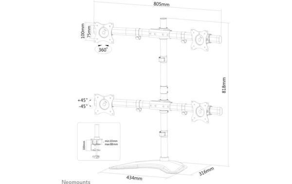 1644212_2 - Mediatech Neomounts NM-D335D4BLACK Full Motion Desk Mount (clamp & grommet)4Mo