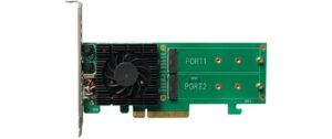 Highpoint SSD6202A: 2Port RAID-Kontroller 2x M.2 NVME, PCI-Ex8v3, bootable, RAID 0,1