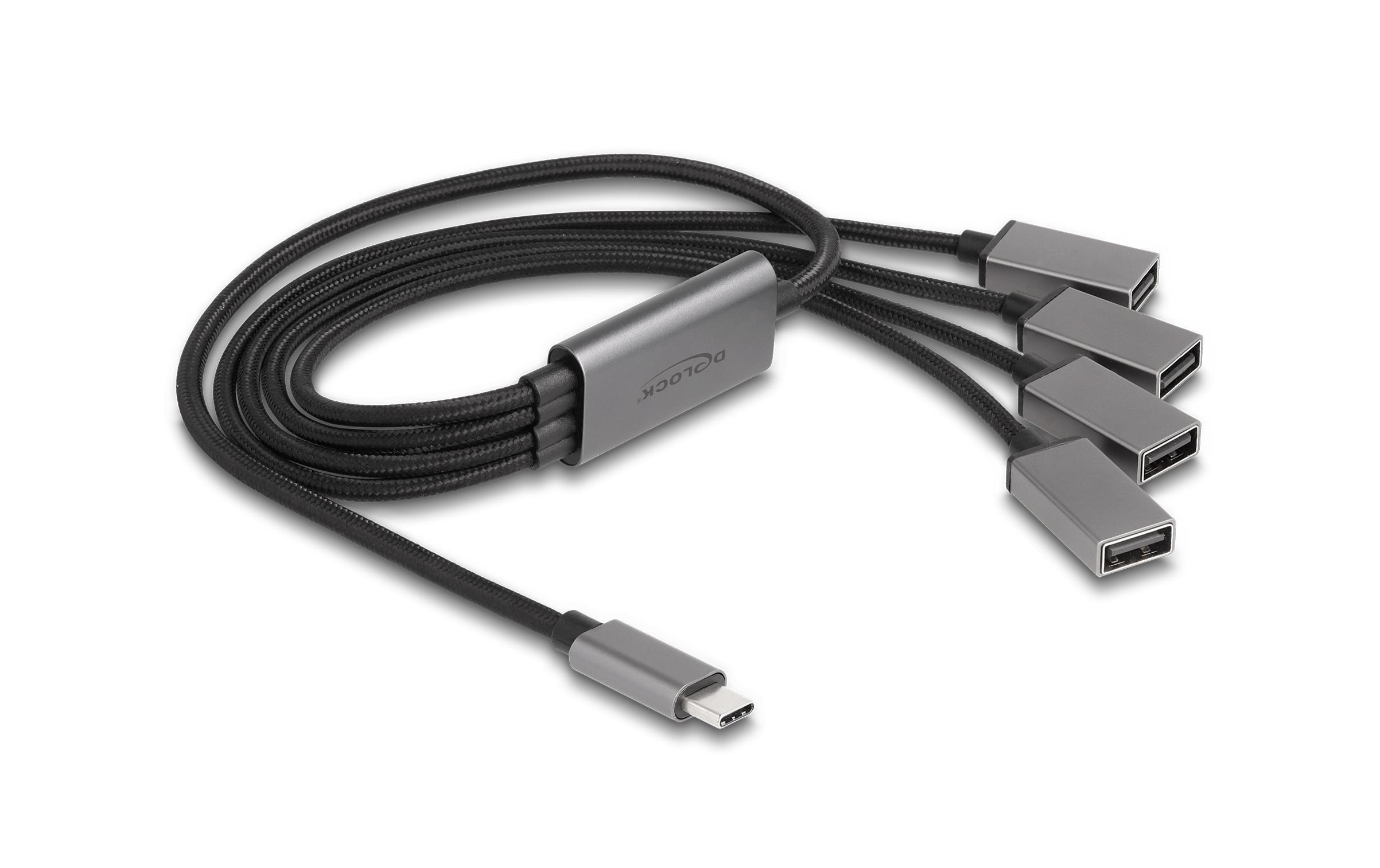 1646042 - Mediatech Delock 4 Port USB2.0 Kabel-Hub mit USB-C anschluss, 60cm kaufen Schweiz | Mediatech.ch