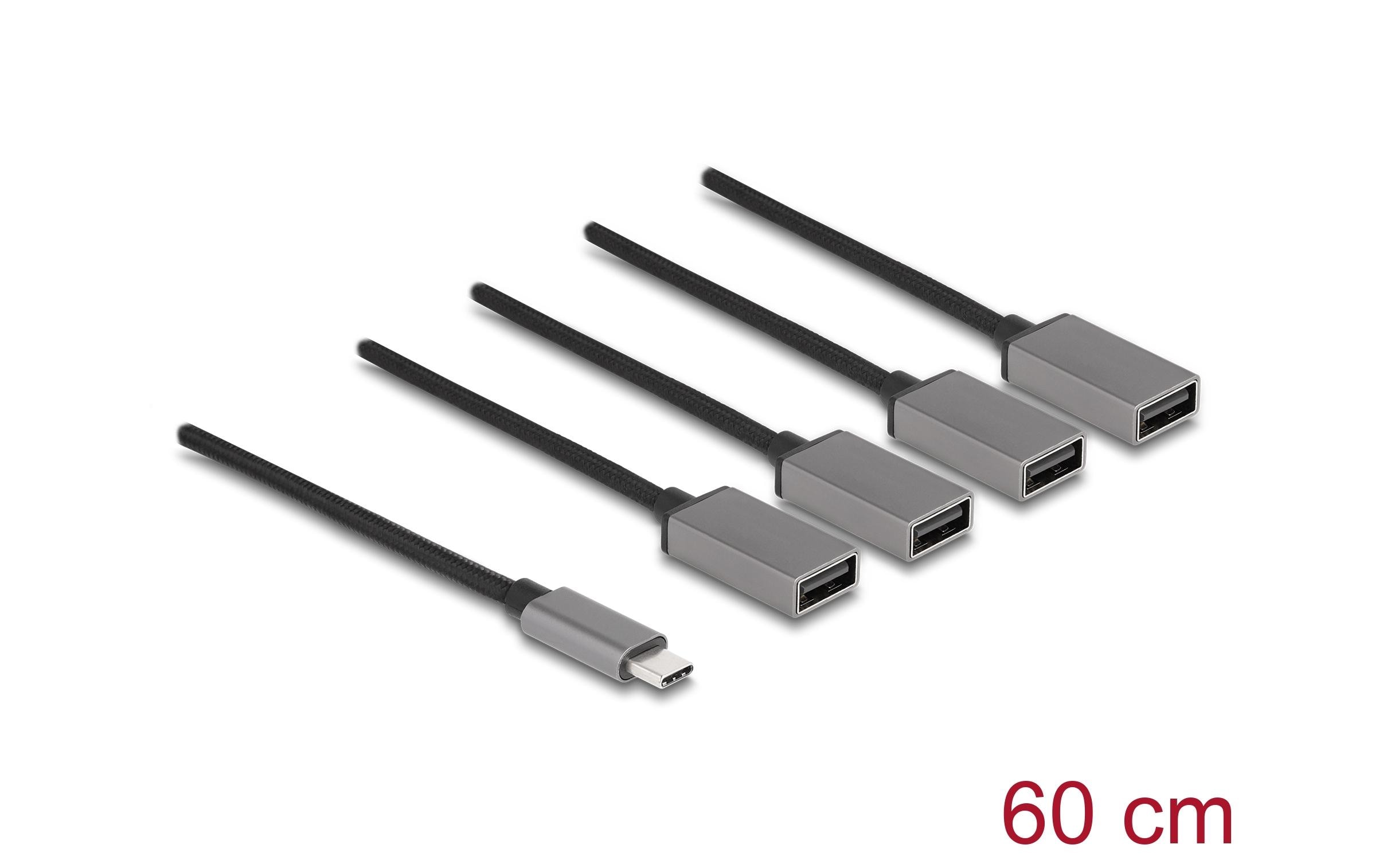 1646042_1 - Mediatech Delock 4 Port USB2.0 Kabel-Hub mit USB-C anschluss, 60cm
