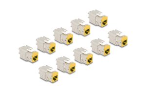 Delock, Keystone-Modul RJ45 zu LSA Cat.6A G Cat.6A, werkzeugfrei, gelb, 10 Stück