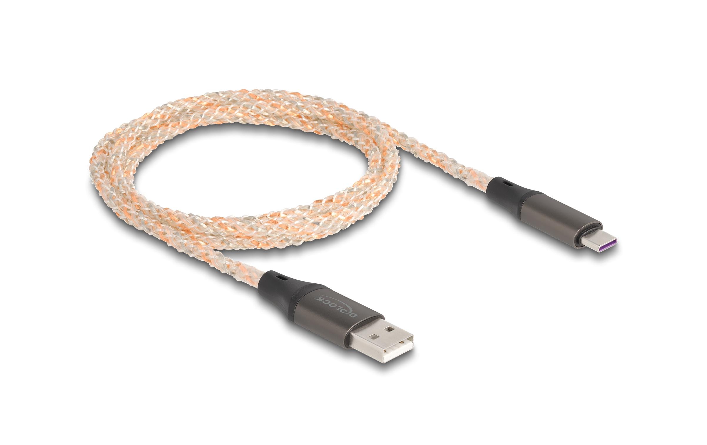 1646054 - Mediatech Delock USB 2.0 Kabel Typ-A zu Typ-C mit RGB Beleuchtung, 1m kaufen Schweiz | Mediatech.ch