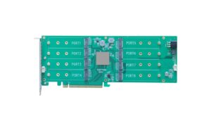 1657274_3 - Mediatech Highpoint R1108A: 8 Port HBA-Kontroller 8x M.2 NVME, PCI-Ex16v3, Lüfter, no Boot
