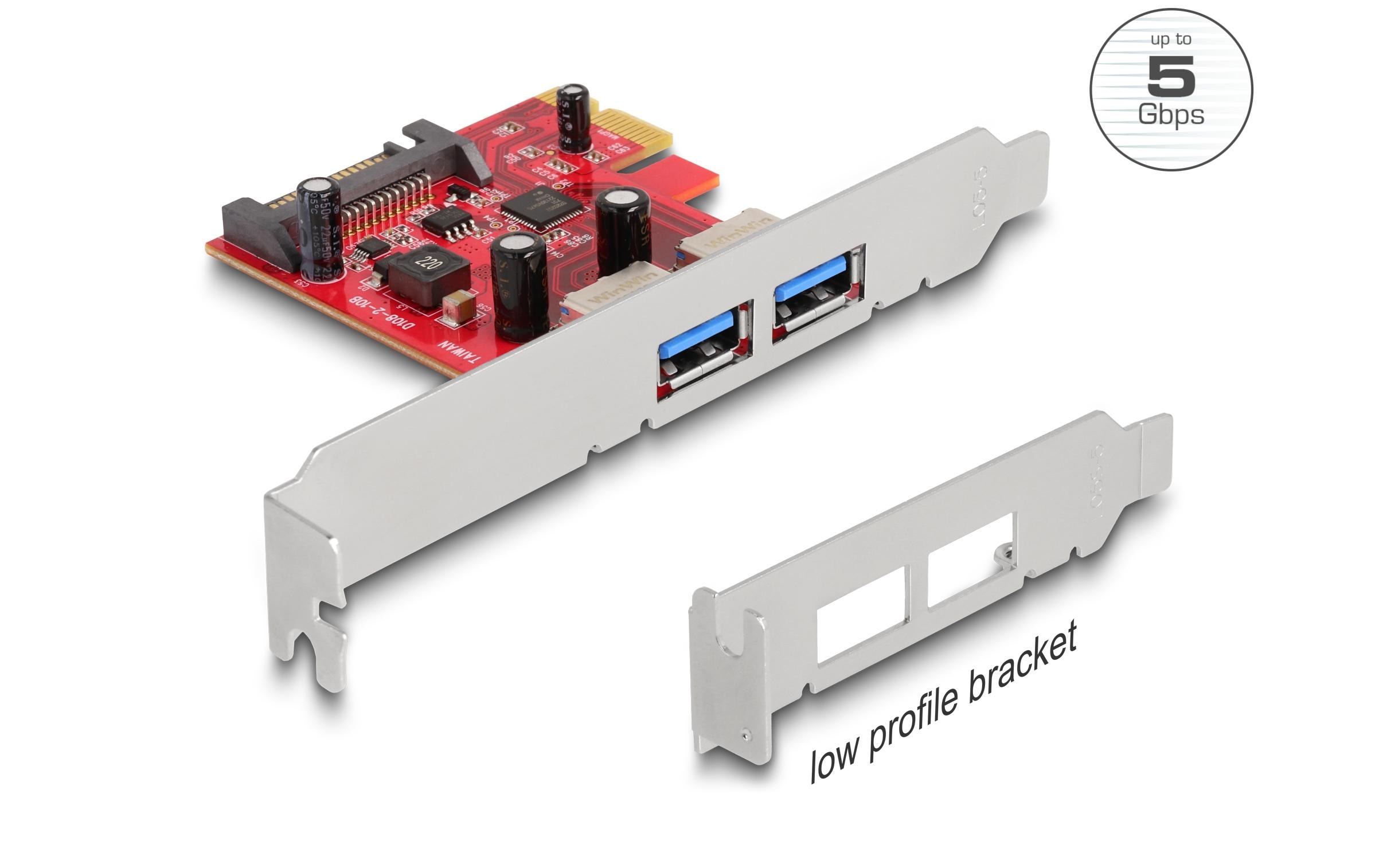 1662589_1 - Mediatech Delock PCI Express Karte x1 Karte zu 2x USB Typ-A Buchse