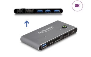 Delock DisplayPort KVM Switch 8K 30Hz mit USB 5 Gbps