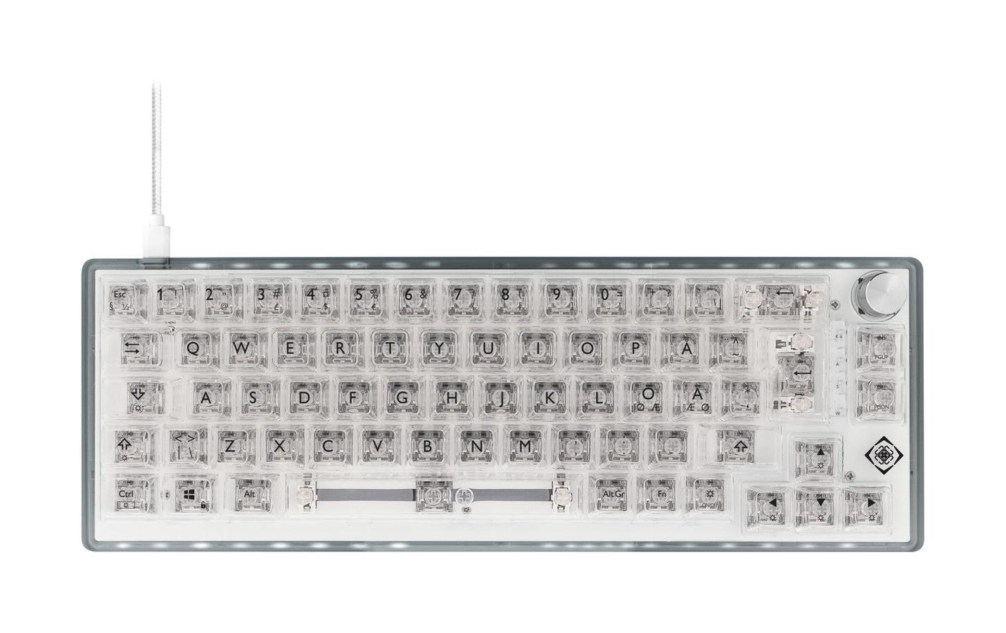1663333_1 - Mediatech Deltaco TKL Gaming Keyboard mech RGB, trans CH-Layout, mechanisch, RGB, Transparent