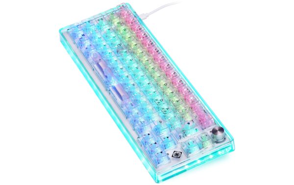 1663333_4 - Mediatech Deltaco TKL Gaming Keyboard mech RGB, trans CH-Layout, mechanisch, RGB, Transparent