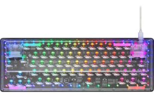 1663333_5 - Mediatech Deltaco TKL Gaming Keyboard mech RGB, trans CH-Layout, mechanisch, RGB, Transparent