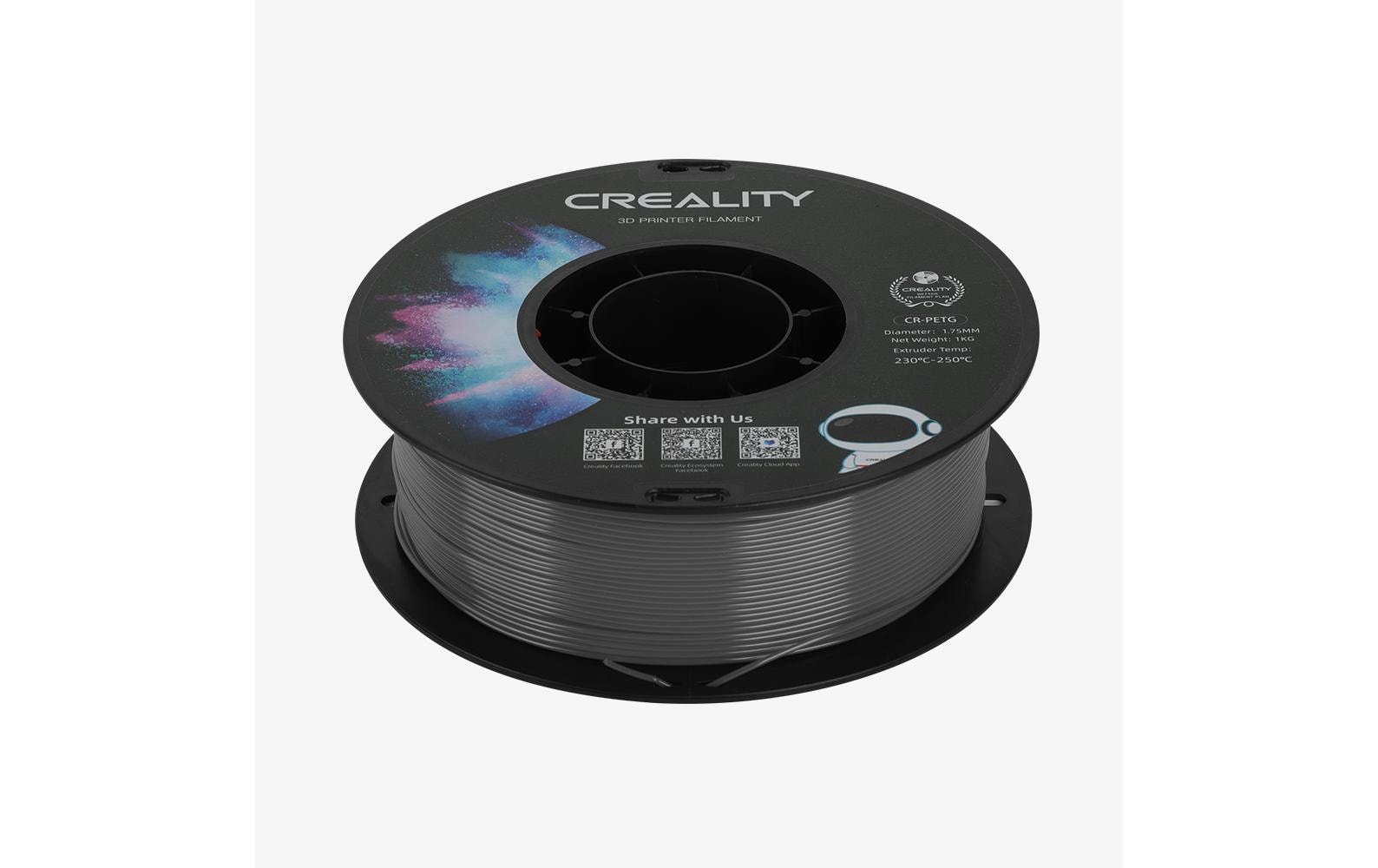 1666437 - Mediatech Creality Filament PETG Grau 1.75 mm PETG Filament für 3D Drucker, Grau