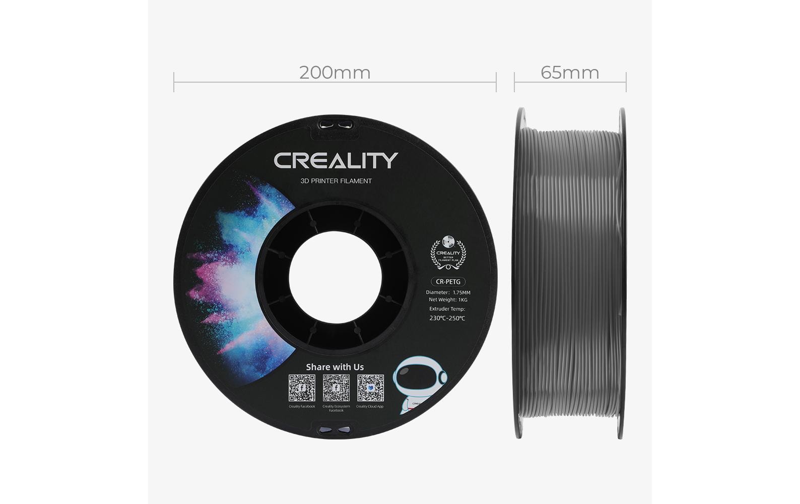 1666437_1 - Mediatech Creality Filament PETG Grau 1.75 mm PETG Filament für 3D Drucker, Grau