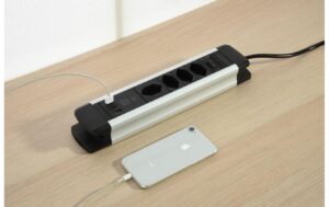 Schönenberger ALU Steckdosenleiste 4xT13, 2xUSB A 1xUSB C mit Schalter, 2ml