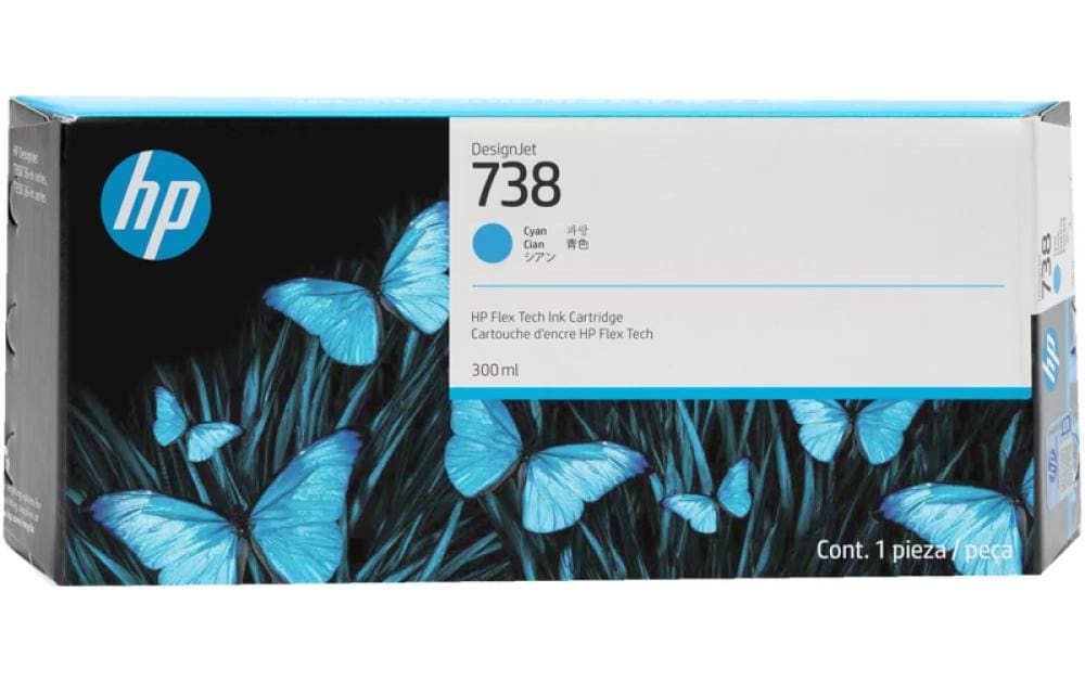 1668394 - Mediatech HP Inc. HP Tinte Nr. 738 - Cyan (676M6A) DesignJet T850, T950, 300ml kaufen | Mediatech.ch