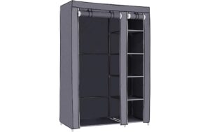 Songmics Schrank Grau, 2 hochrollbare Türen 110x175x45 cm (BxHxT), Stoff, Eisen