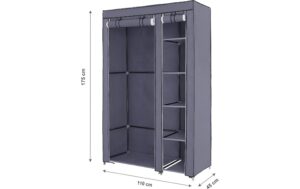 1668515_2 - Mediatech Songmics Schrank Grau, 2 hochrollbare Türen 110x175x45 cm (BxHxT), Stoff, Eisen