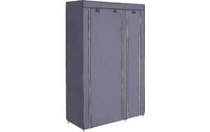 1668515_3 - Mediatech Songmics Schrank Grau, 2 hochrollbare Türen 110x175x45 cm (BxHxT), Stoff, Eisen