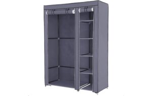 1668515_4 - Mediatech Songmics Schrank Grau, 2 hochrollbare Türen 110x175x45 cm (BxHxT), Stoff, Eisen