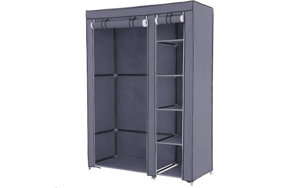 1668515_4 - Mediatech Songmics Schrank Grau, 2 hochrollbare Türen 110x175x45 cm (BxHxT), Stoff, Eisen