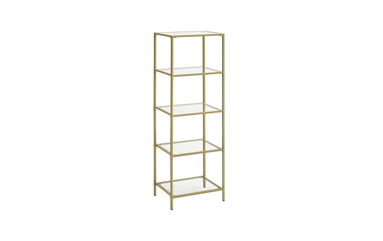 1668522 - Mediatech Vasagle Regal Gold mit 5 Glasablagen Stahl, Glas, 40x30x124.5 cm (LxBxH) kaufen Schweiz | Mediatech.ch